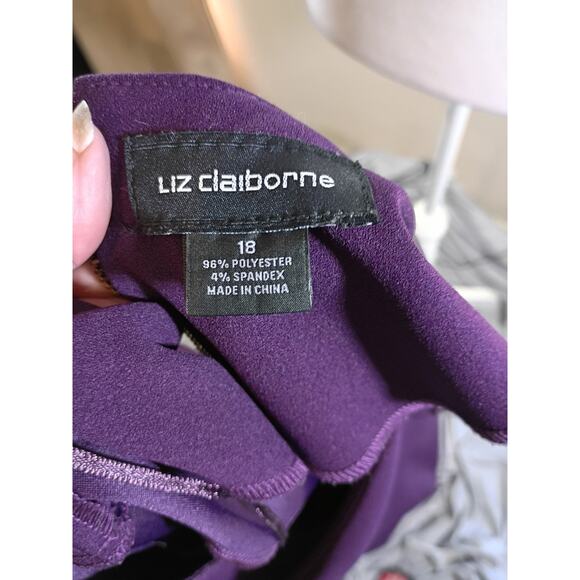 Liz Claiborne Dress Purple Sz 18 Flared Sleeves Office To Party - Picture 8 of 9
